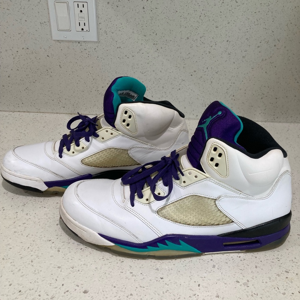 Air Jordan Teal and Grape Retro 5 (Size 5)